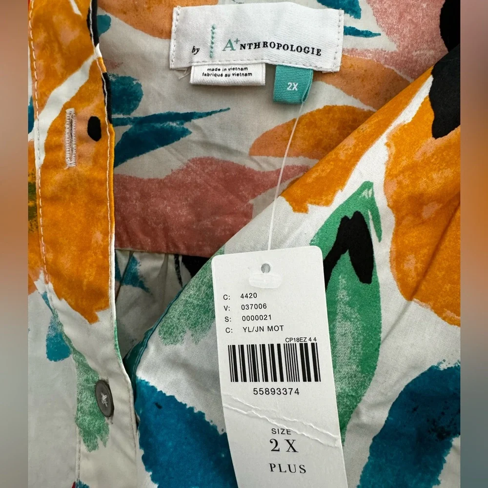 Anthropologie Crisanta Poplin Button Down Cotton Shirt - Picture 12 of 15